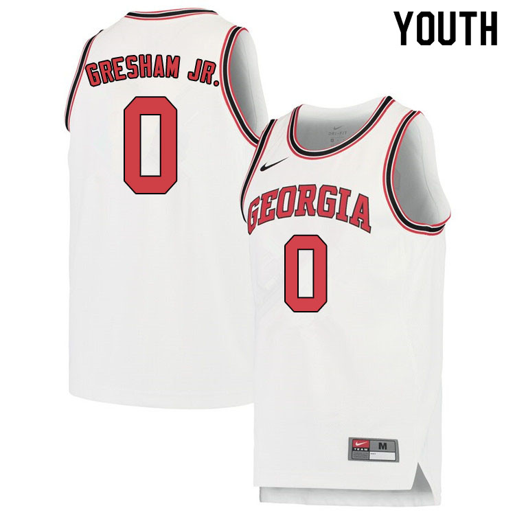 Youth #0 Donnell Gresham Jr. Georgina Bulldogs College Basketball Jerseys Sale-White - Click Image to Close